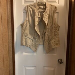 Chico's Tan Crochet Detail Vest